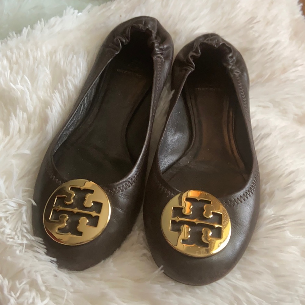 Tory Burch Reva Flats with Gold Medallion